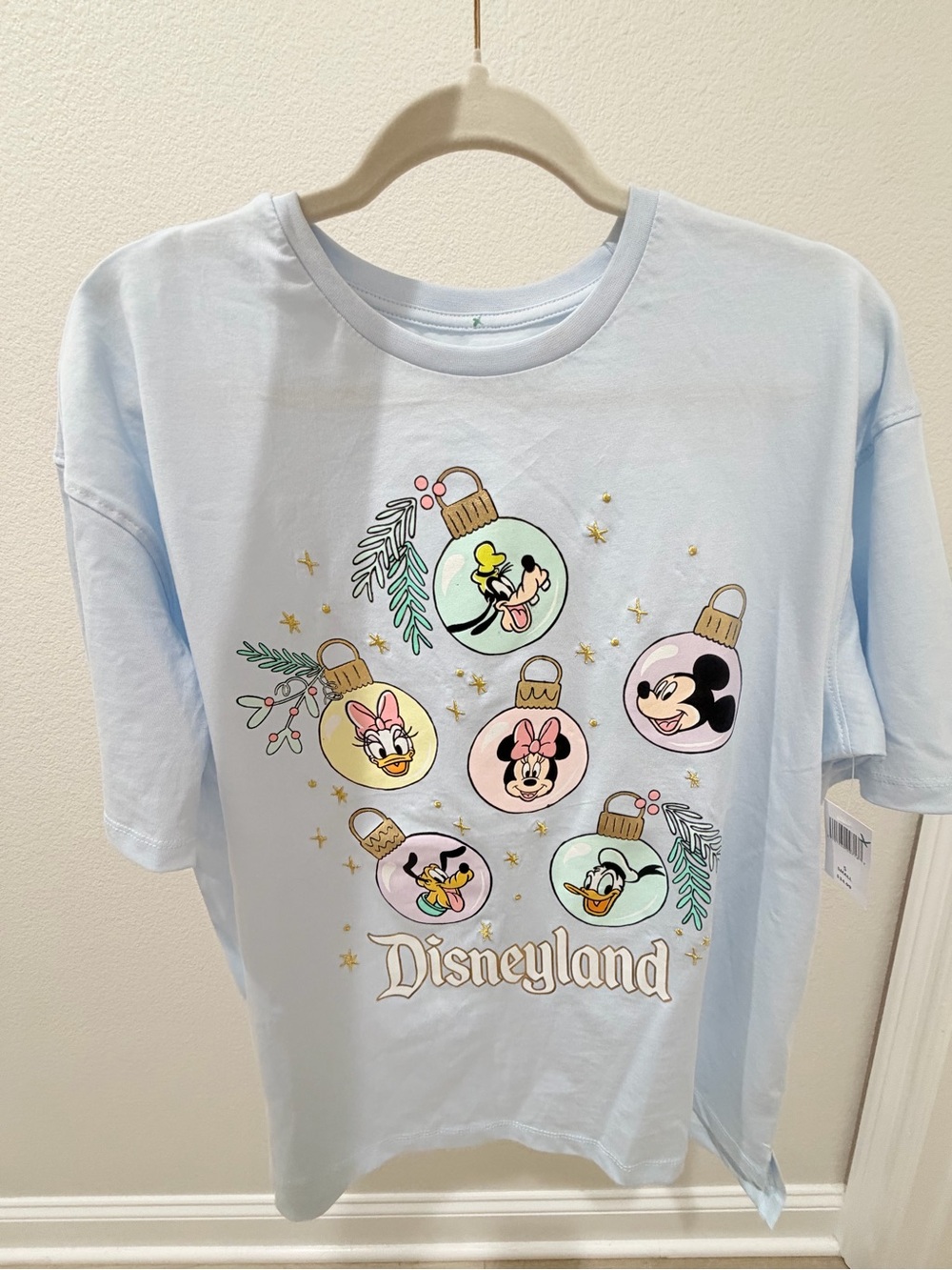 Disney Light Blue Holiday Ornament Character Tee